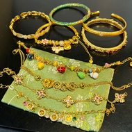 Ancient Faras Gilt 24K Enamel Oil Dripping High-End Bracelet New Chinese High-End Ancient Coin Gourd