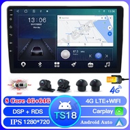 TS18 4G+64G 8 Core Android Car Player 1280*720P Radio Kereta 9/10.1inch 2 Din Support Wireless CarPl