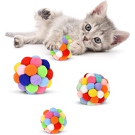 [ZRmar05] TUSATIY Cat Toy Balls with Bell 3PCS, Colorful Soft Fuzzy Balls Built-in Bell for Cats, In