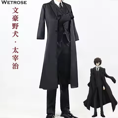 【Wetrose】In Stock Dazai Osamu Dark Cosplay Costume Past Era Black Uniform BSD Bungo Dog Full Set Hal