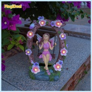Fairy Garden Statue Ornament with Solar Lights Figurine Unique Waterproof Charming Fairy Sculpture f