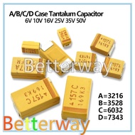 10PCS A B C D Case Tantalum capacitor 6V 10V 16V 25V 35V 50V 0.1UF 1uf 2.2UF 4.7UF 10UF 22UF 33UF 47