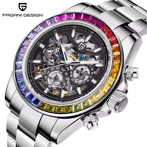 PAGANI DESIGN Luxury Men's Mechanical Watch Stainless Steel Strap Cool Hollow Pagani Design Watches 