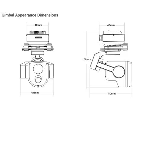 Imaging 4K Gimbal Large Unmanned Gimbal NCZOBOE Wide-Angle Camera 48MP Telephoto Camera