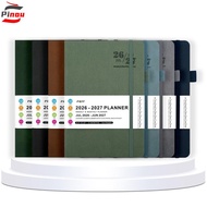 PINOU 2026-2027 Schedule Book, A5 English Agenda Planner Notebook, Week Planner Convenient Simple Th