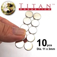Disc Neodymium Magnets Grade N35 11mm dia x 3mm 10pcs/pack Strong Fridge Magnet Replacement