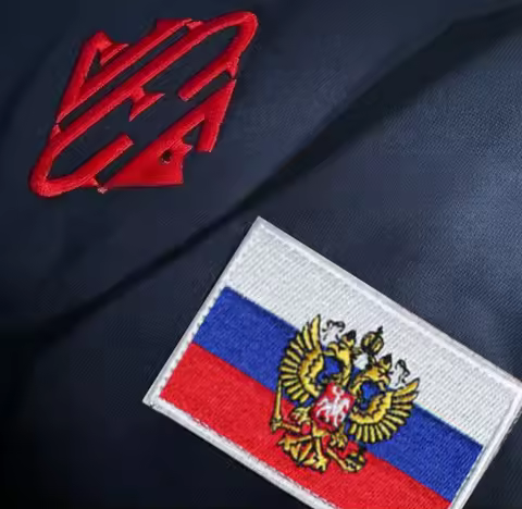 Y2K Vintage Russian Flag Embroidered Sweatshirt Stand Collar Quarter Zip Pullover Casual Sports Stre