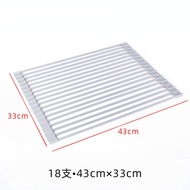 18 Fully Wrapped Silicone Drain Racks Stainless Steel Folding Storage Racks for Kitchen Bowls Roller