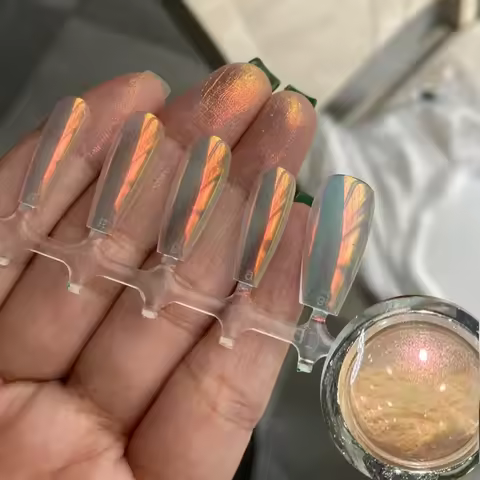 1Jar Sunset Orange Aurora Chrome Nail Powder 0.2g-Net Moonlight Mirror Nail Glitter Autumn Aurora Or