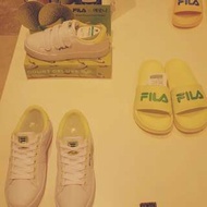 正版韓國代購 Fila 蜜瓜色帆布鞋