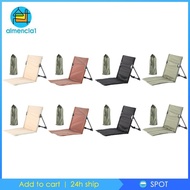 [Almencla1] Folding Beach Chair with Back Support Foldable Chair Pad Oxford Stadium Chair for Sunbathing Backpacking Hiking Garden Travel