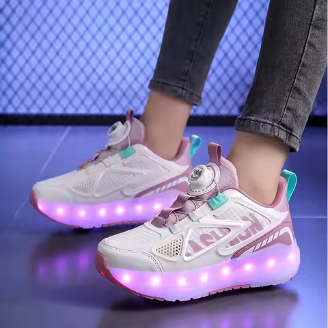 Luminous Children's Roller Skates with 4 Wheels and Detachable Wheels for Boys in Summer Girls' Spor