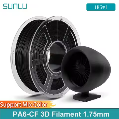 SUNLU PA6-CF 3D Filament 1.75mm Carbon Fiber-Textured Nylon Filament for Industrial Parts&3D Printer
