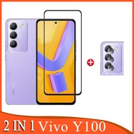 Vivo Y100 Tempered Glass  for Vivo Y03 Y02 Y02s Y12s Y15s Y15a Y16 Y17s Y22s Y27 Y27s Y33sY35 Y36 Y76 5G 4G 2 in 1 Full Cover Camera Lens Glass Screen Protector Protective Film