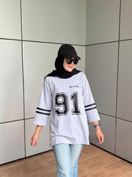 aldira kaos oversize Jersey 91 lengan 7/8 atasan wanita kekinian / kaos oversize aldira terbaru