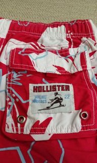 Hollister 搶眼特殊 扶桑花紅色 多口袋 海灘褲 運動褲 泳褲 31 32  A&amp;F Nike