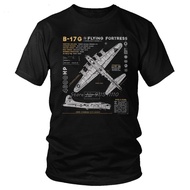 Men t shirt Vintage B 17 Flying Fortress Spitfire Cotton Fighter Plane Ww2 War Pilot Aircraft Airpla