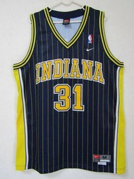 好文章 NBA PACERS 雷吉米勒 MILLER #31 印第安納步行者隊 NIKE 耐克正品隊服 比賽球衣刺繡