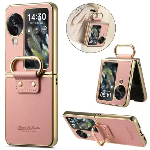Shockproof Case For OPPO Find N3 Flip 5G Armor Leather Back Ring Etui For Find N2 Flip Luxury Cover 