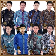 Kemeja Batik Pria Lengan Panjang / Baju Batik Pria Anak Muda Modern Kantor Motif Biru Navy (1-8)