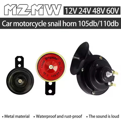 12V 24V 48V 60V Electric Car Scooter eBike Universal Motorcycle Snail Round Super Loud Waterproof Ho