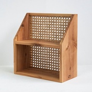 Tomood/ 土與木之間 雙層實木籐編置物架、收納架_柳杉