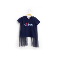 Lzzie Frozen ll Embroidery Top - Kids - Navy/White