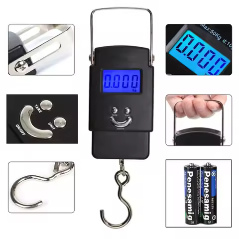 Digital Fish Scale Hanging Scale Fishing Scale 110lb/50kg Luggage Scale,Fish Weighing Scale Black