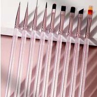 9pcs Japanese Ice Purple Series Nail Art Brush Set, Includes: Nail Brush, Lining Pen, Double-Ended P