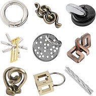 Joyeee 9 Piece Metal Wire Brain Thinking Puzzle IQ Test for Unlocking Toy, Interlock Challenge Puzzl