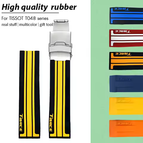 20mm 21mm Rubber Watchbandfor Tissot Trace T048417A T048 Sport Black Blue Orange Red Soft Silicone W