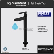 Pozzi x sgPlumbMart Matte Black Tall Basin Tap K321LBB Bathroom Wash Basin Cold Faucet Tap