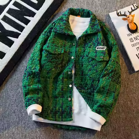 Spring Autumn New Men's Cardigan Single-Breasted Fashion Knit Coat Stitching Colorblock O Collar Coa