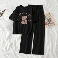 SOKU เสื้อผ้าเด็กผู้หญิง ชุดเด็กหญิง8 9ปี เสื้อผ้าเด็กโต เสื้อยืดแขนสั้น+กางเกงขากว้าง ชุดเด็กผู้หญิ