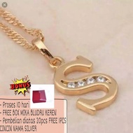 GOLD Gemstone Initial Print Necklace (Only 1 initial) (2 weeks to make) PGM KN19