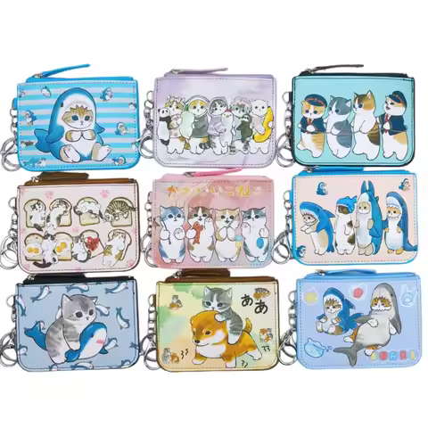 New Cute Mofusand Shark Cat Series Coin Purse Cartoon Pu Card Holder Student Bus Card Id Card Storag
