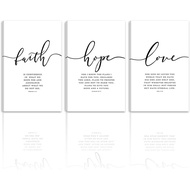 Faith Hope Love Bible Verse Printed Canvas Wall Art Set of 3 Prints Scripture Quote Hebrews 11 Jerem