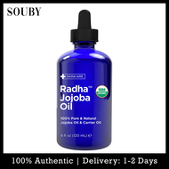Radha Beauty USDA Certified Organic Jojoba Oil, 4 fl oz. - 100% Pure Unrefined Cold Pressed Jojoba - Great Carrier Oil for Moisturizing Hair, Skin, &amp; Nails