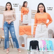 Korean Crop top long sleeve knit fashion import (C385)