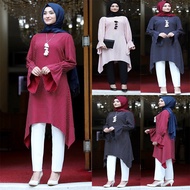 New Polka Dot Muslimah Blouse women's round neck long sleeve loose long blouse fashion FIONA BLOUSE 
