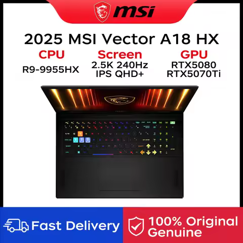 2025 MSI Vector A18 HX Gaming Laptop 18 Inch 2.5K 240Hz QHD Screen Notebook AMD Ryzen R9-9955HX 32GB