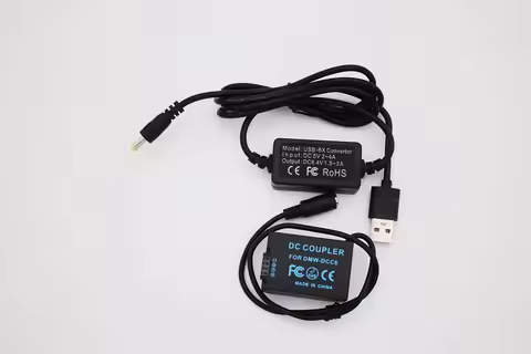 DMW-BMB9 Dummy Battery DMW-DCC6 5V Charger Power Bank USB Cable for Panasonic DMC-FZ45 FZ60 FZ70 FZ7