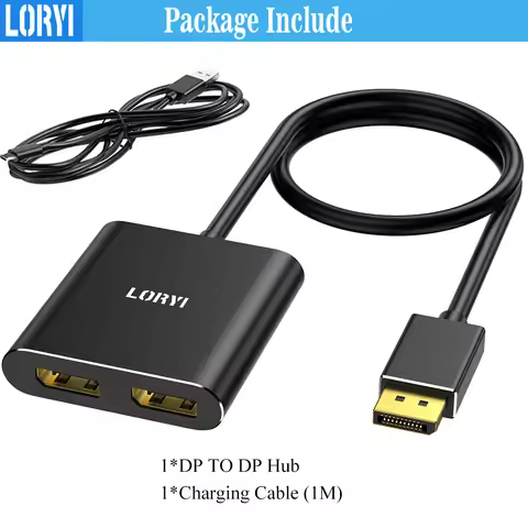 DisplayPort to Dual DisplayPort Splitter Adapter 4K 60Hz For Dual Monitor Display MST DisplayPort Hu