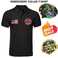 EMBROIDERY SULAM SIERRA SQUAD RED LOGO GGK SPECIAL FORCES & MALAYSIA FLAG BLACK COLLAR SHIRT