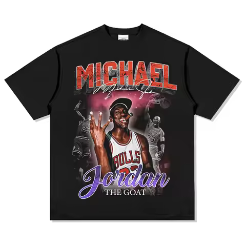 Michael Jordan Basketball T Shirt Unisex Oversized Pure Cotton Short Sleeve "The GOAT" Style Iconic 