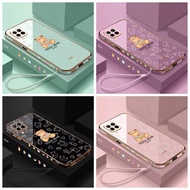 Casing Oppo A38 4G A78 4G A58 4G A78 5G A58 5G Straight edge electroplated teddy bear