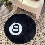 DAISHEN1 8 Ball Rug, Plush Round 8 Ball Carpet, Creative Anti-slip Soft Black 8 Ball Mat Hoom Decor
