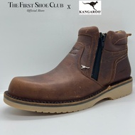 Kangaroo Men Premium Leather Slip-On Zip High Cut Vintage Boot Shoes Kasut Lelaki Kulit Boot 9401