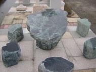 1+6石桌椅組 - 蛇紋石 (石桌 石椅 天然 大理 石 景觀 造景 園藝)《金城堡》
