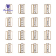 1box 16pcs Zinc Alloy Rhinestone Bikini Clips Bra Clasp Replacement Part Lingerie Front Closure Ligh
